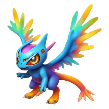 Colorful Neon Colors Vibrant Colors Flying Futuristic Fakémon-Pokémon-Creature Full Body sticker