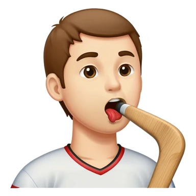 Man licking hockey stick sticker