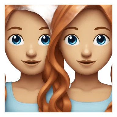 Red hair twins with blue eyes one with medium straight hair one with long straight hair sticker