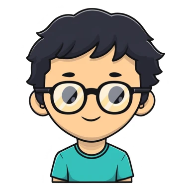 skinny white boy with wavy black hair, big nose, black glasses sticker