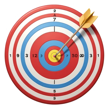 A bow and arrow aimed at a target, with the arrow perfectly positioned for release. The background features a target with concentric rings, emphasizing precision, skill, and focus in archery. The scene radiates concentration and the grace of the sport. sticker