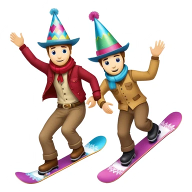 2 cowboys snowboard birthday party sticker
