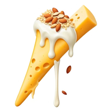 A glowing white bone surrounded by calcium-rich foods: shredded cheese, natural yogurt, sesame seeds and almonds beside a single bone sticker