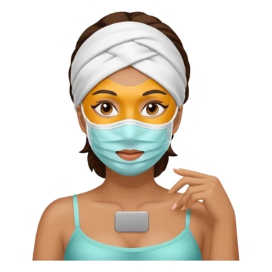 Lady with face mask spa beauty full face relaxing sticker