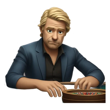 Man sad after losing bets in a casino sticker