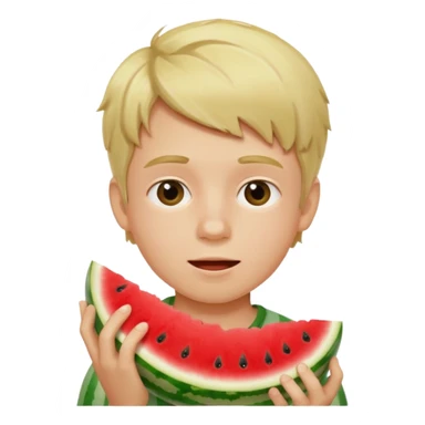 blonde boy eating watermelon sticker