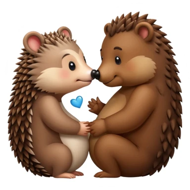 Hedgehog kissing bear sticker