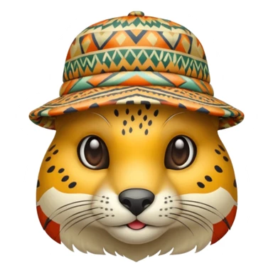 animal wearing patterned hat  sticker