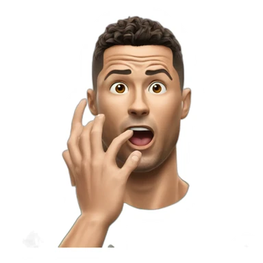 Ronaldo shocked with is two hand on his face happy sticker