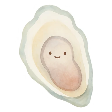 cute oyster, watercolor art style sticker