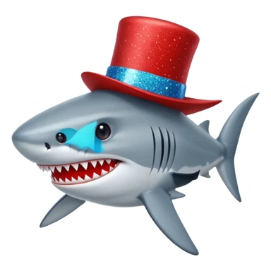 red glitter top hat shark sticker