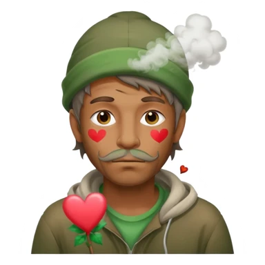 Homeless man with Valentine’s Day decor smelly and ugly  white and green smoke  sticker