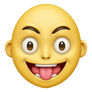 Freaky ahh yellow face emoji smiling with tongue out and eyes wide open sticker