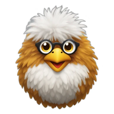 Fluffy chicken with lens and smoke sticker