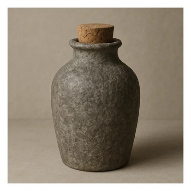 a stone jar for wine, realistic, textured, with a cork stopper, neutral background sticker