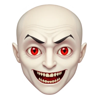 Nam 50 tuổi, mắt đỏ, da trắng, tóc ngắn, có răng nanh, tạo hình như ma cà rồng sticker