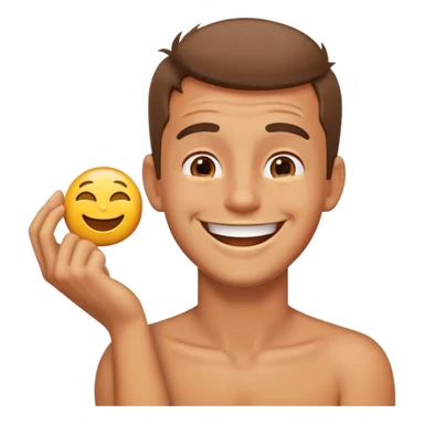 Guy holding neck and laughing emoji sticker