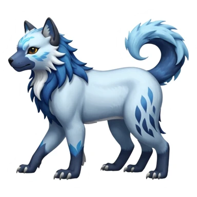 Icy glistening glossy smooth soft flaky scaly furry flurry hyper-realistic cozy boreal boreal-lupus-Lunaray-Manectric-Absol-Luxray-Bobcat-Fakémon-fusion-animal-creature, full body  sticker