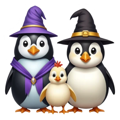 happy penguin and chicken wizards sticker