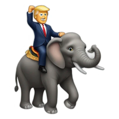 Trump riding an rlephant sticker