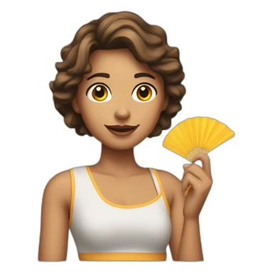 chica con abanico en la mano sticker