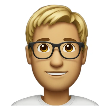man with square glasses and hair to the bangs sticker