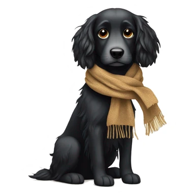 Black long hair dog with scarf sticker