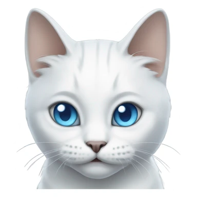 White cat with grey face and blue eyes that looks like a dragon sticker