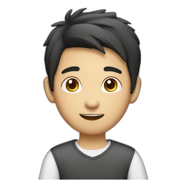 Asian boy using computer sticker