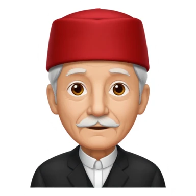 black suited old man with red fes hat sticker