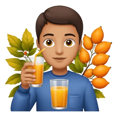 juice, colors yellow,orange,forest fruits, person sticker