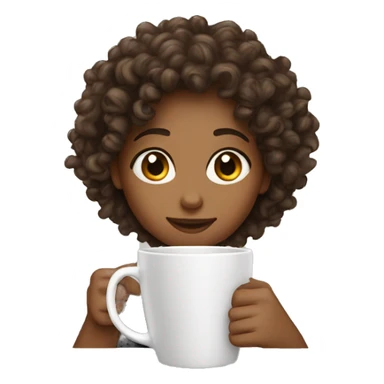 Curly hair girl drink coffee  sticker