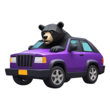 Lowpoly black bear in purple car sticker