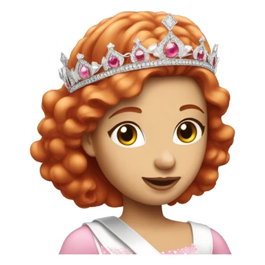 Red head white pageant girl in pink dress and silver crown with white sash  sticker