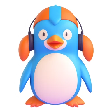 blue penguin winter hat with ear flaps sticker