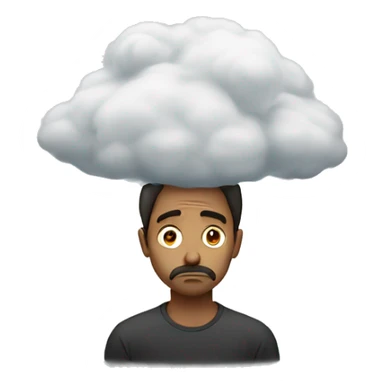 sad man cloud over head sticker