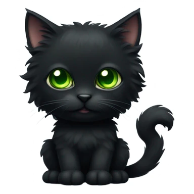 Black fluffy cat  sticker