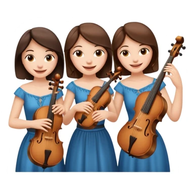Create an imagine of three brunette women playing string instruments sticker