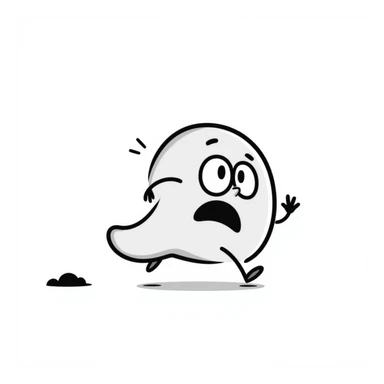 a terrified blob running away, hand drawn doodle style sticker