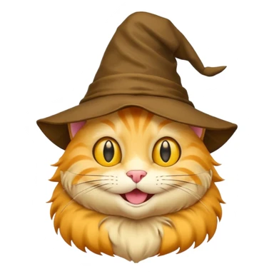 Very Simple yellow cat emoji wearing a sorting hat sticker