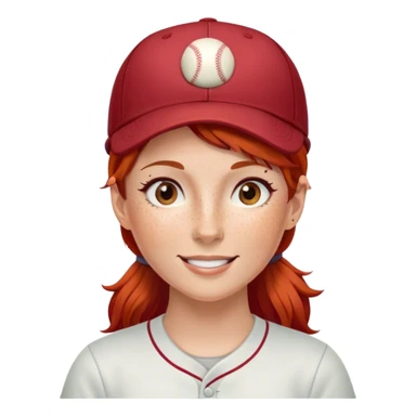 Red hair woman with cap sticker