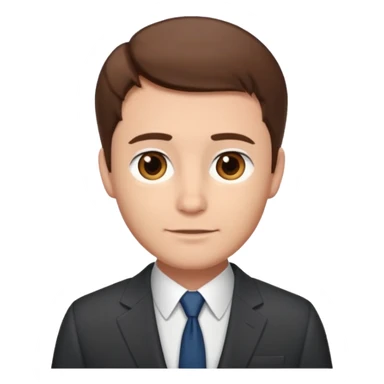 man with short brown hair, friendly face, wearing a suit, inspired by Hank Brennan sticker