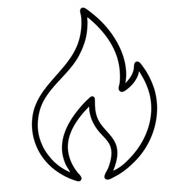 stylized flame, simple and bold outlined icon sticker