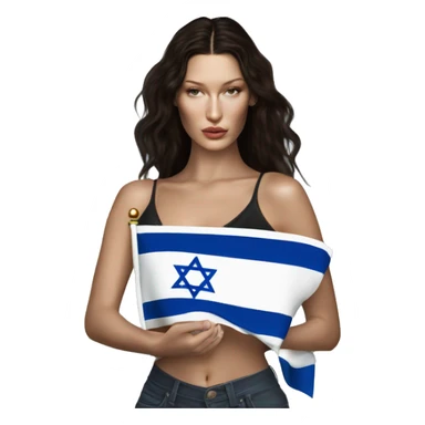Bella hadid holding israel flag sticker