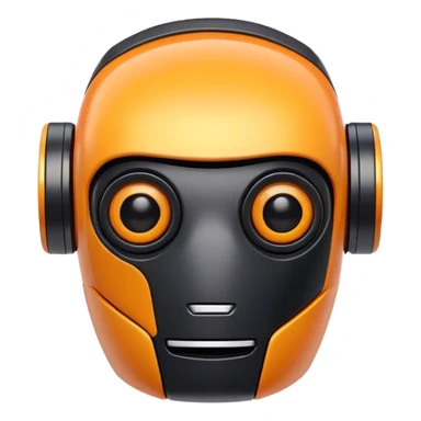 Friendly little black and yellow-orange robot head with eyebrows sticker