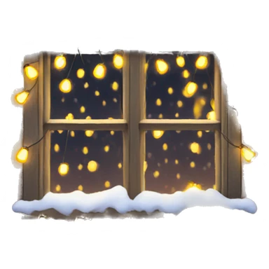 Snowy window with warm Christmas lights  sticker