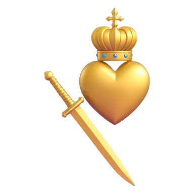 golden heart and golden dagger, both glossy and reflective sticker