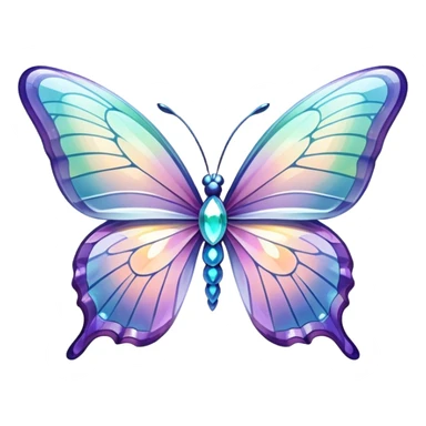 Sparkly glossy Pastel iridescent glass crystal butterfly sticker