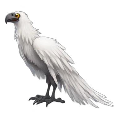 Tall slender snow tall monster with vulture face in long white feathers sticker