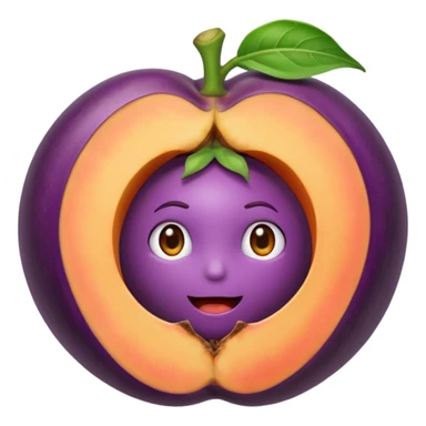 Eggplant 🍆 shoved inside the crack of a peach  sticker